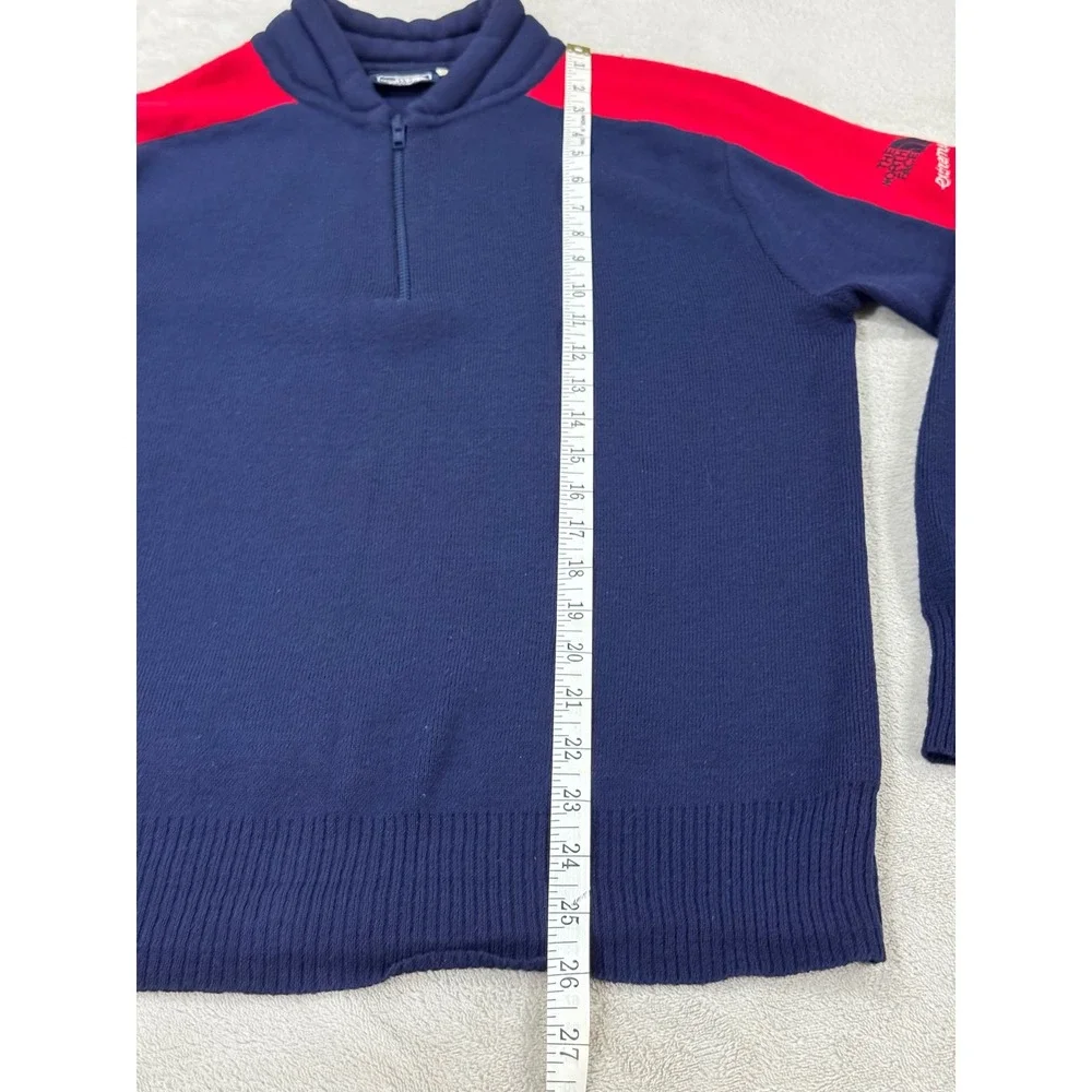Vintage The North Face Extreme Quarter Zip Knit Sweater Navy Red Mens M